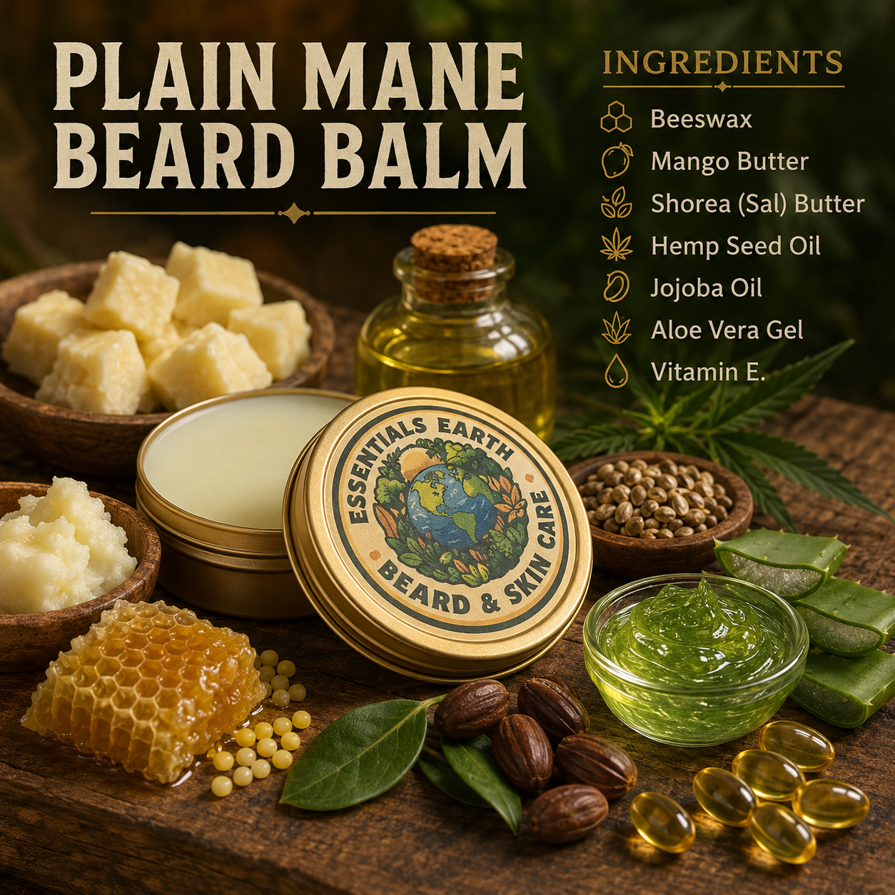 Plain Mane  (No Scent Beard Balm) 1.75 Oz